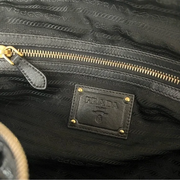 PRADA Vernice Waves Bag Black Patent Leather Gold Hardware Large 16” Authentic - Picture 11 of 15